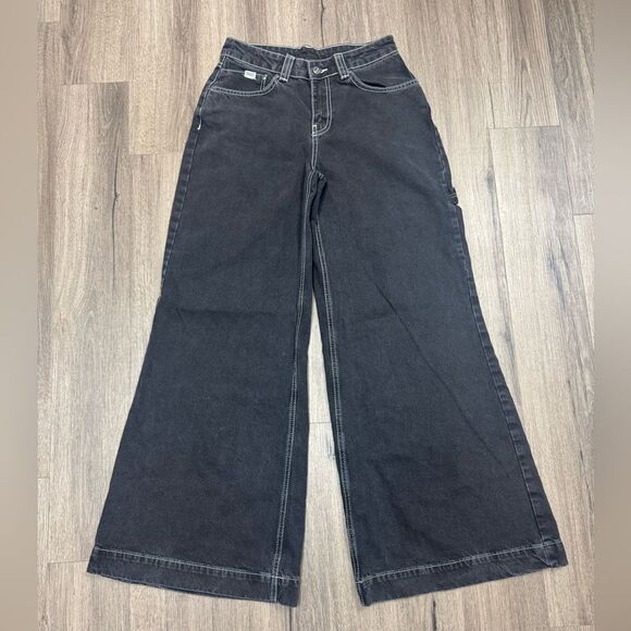 Free People The Ragged Priest Sweeper Jeans Wide Leg Black Sz 24 - Picture 3 of 6